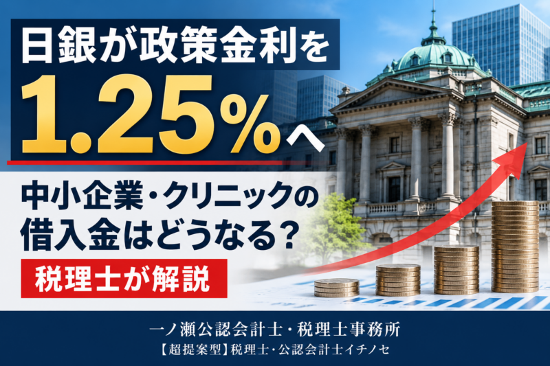 日銀が政策金利1.25％へ｜中小企業・クリニックの借入金・銀行融資への影響を税理士が解説