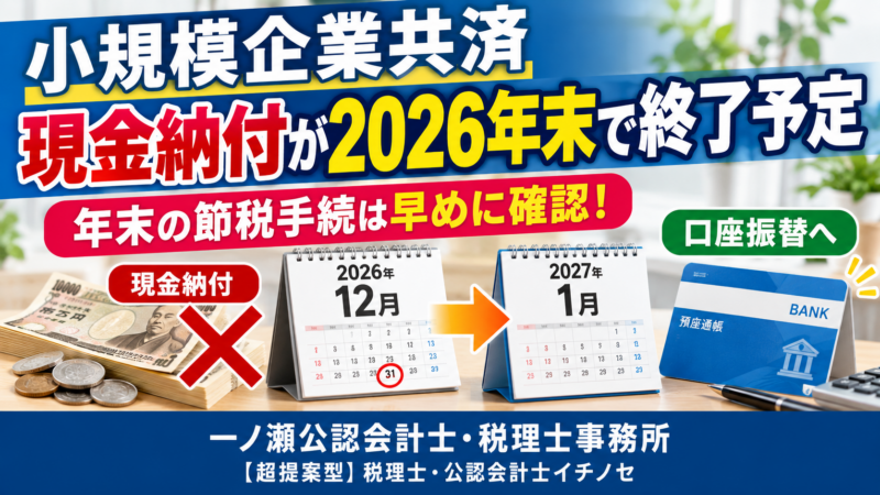 【2026年末で終了予定】小規模企業共済の現金納付が廃止へ｜年末の節税手続きを税理士が解説